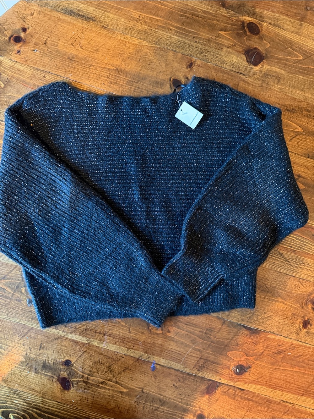 Abercrombie & Fitch Black Metallic Crewneck Sweater